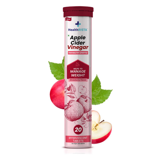 HealthRISTA - Apple Cider Vinegar Effervescent Tablet for Weight Management with Strawberry Flavor