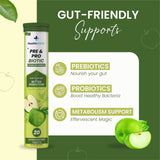 HealthRISTA -  Pre & Pro Biotic Effervescent Tablet for Gut Health with Green Apple Flavor