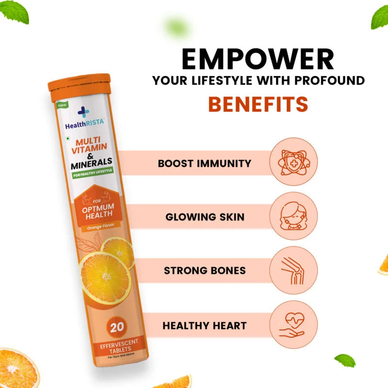 HealthRISTA  - Multi vitamin & Minerals Effervescent Tablet with Orange Flavor